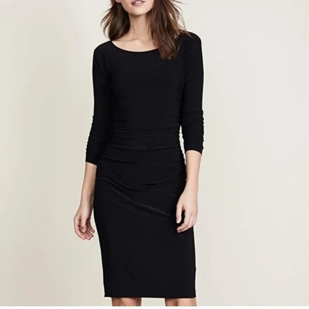 Norma Kamali Kamali Kulture Black Ruched Dress. Sz M